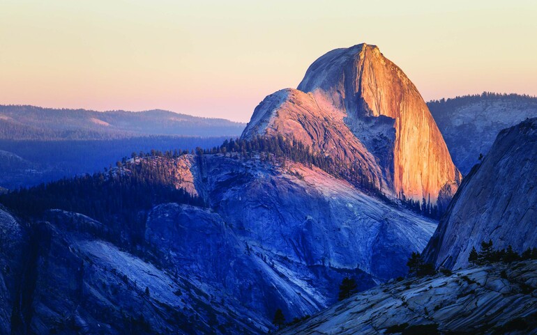 A sun streaked mountain