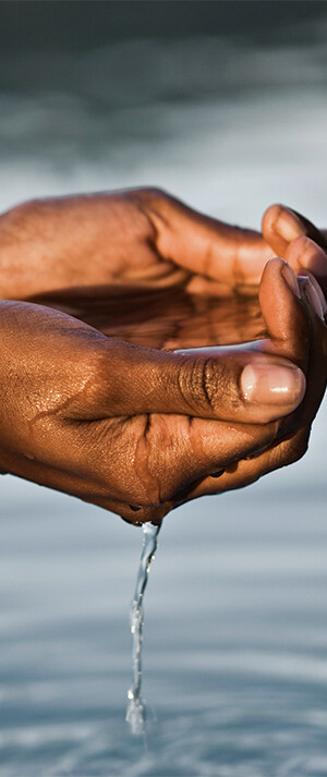 Hands in water
